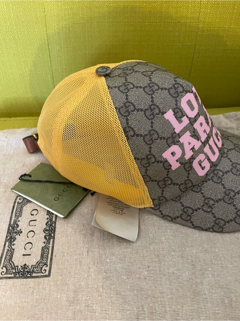 Gucci Yellow & Pink Mesh Logo Baseball Cap - Picture 4 of 5
